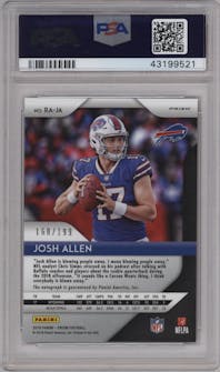 Josh Allen from the 2018 Panini Prizm set featuring a Red Wave Prizm parallel graded by PSA and given an overall grade of 10.