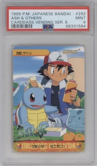 Ash & Others from the 1999 Pokemon Bandai JPN set graded by PSA and given an overall grade of 9.