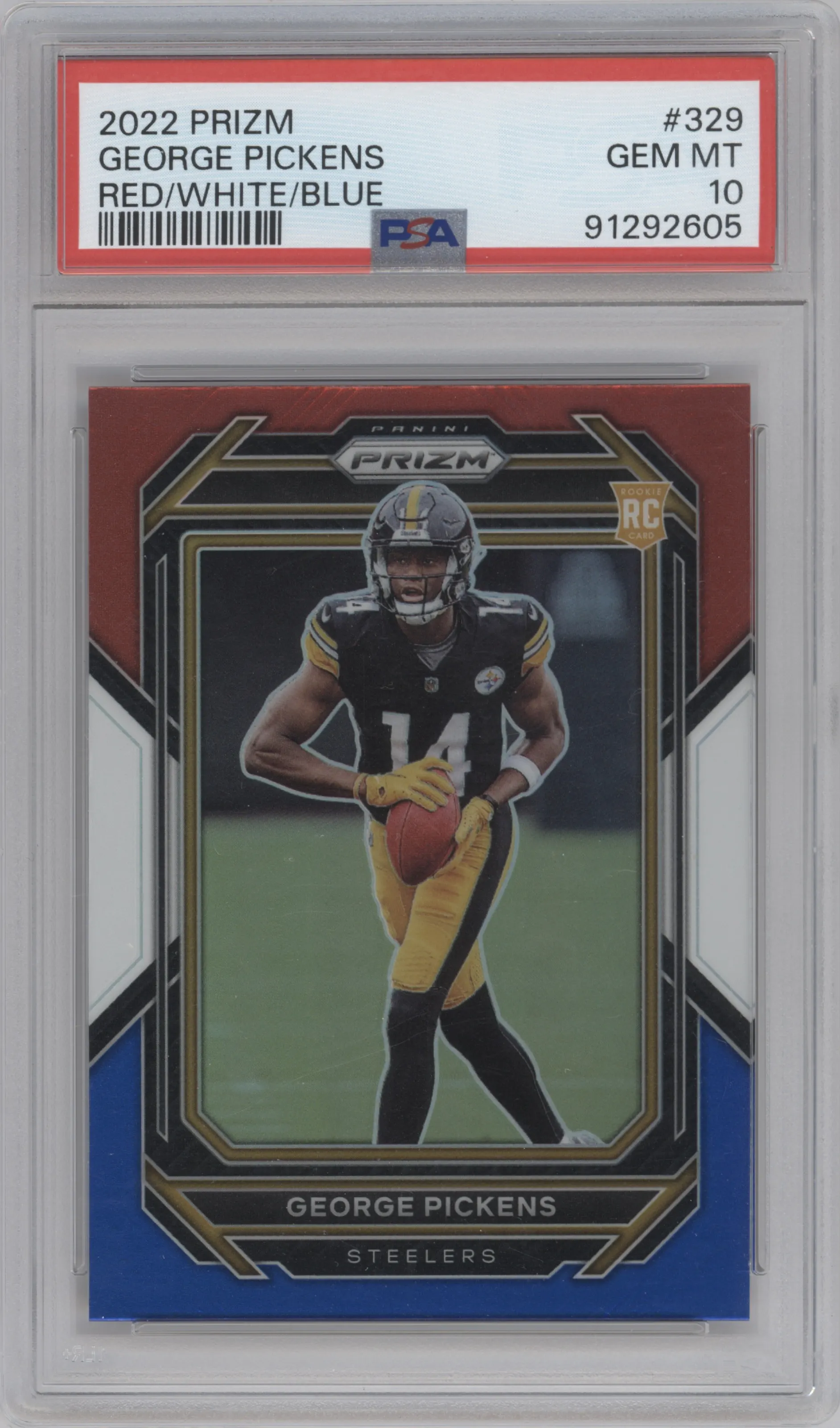 2022 Panini Prizm George Pickens Red/White/Blue Prizm PSA 10