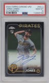 Jared Jones from the 2024 Topps Chrome Update set graded by PSA and given an overall grade of 10.