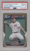 Johnny Bench from the 2023 Bowman Chrome set featuring a Gold Refractor parallel graded by PSA and given an overall grade of 10.
