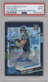Jake Bobo from the 2023 Donruss Optic set featuring a Black Pandora parallel graded by PSA and given an overall grade of 9.