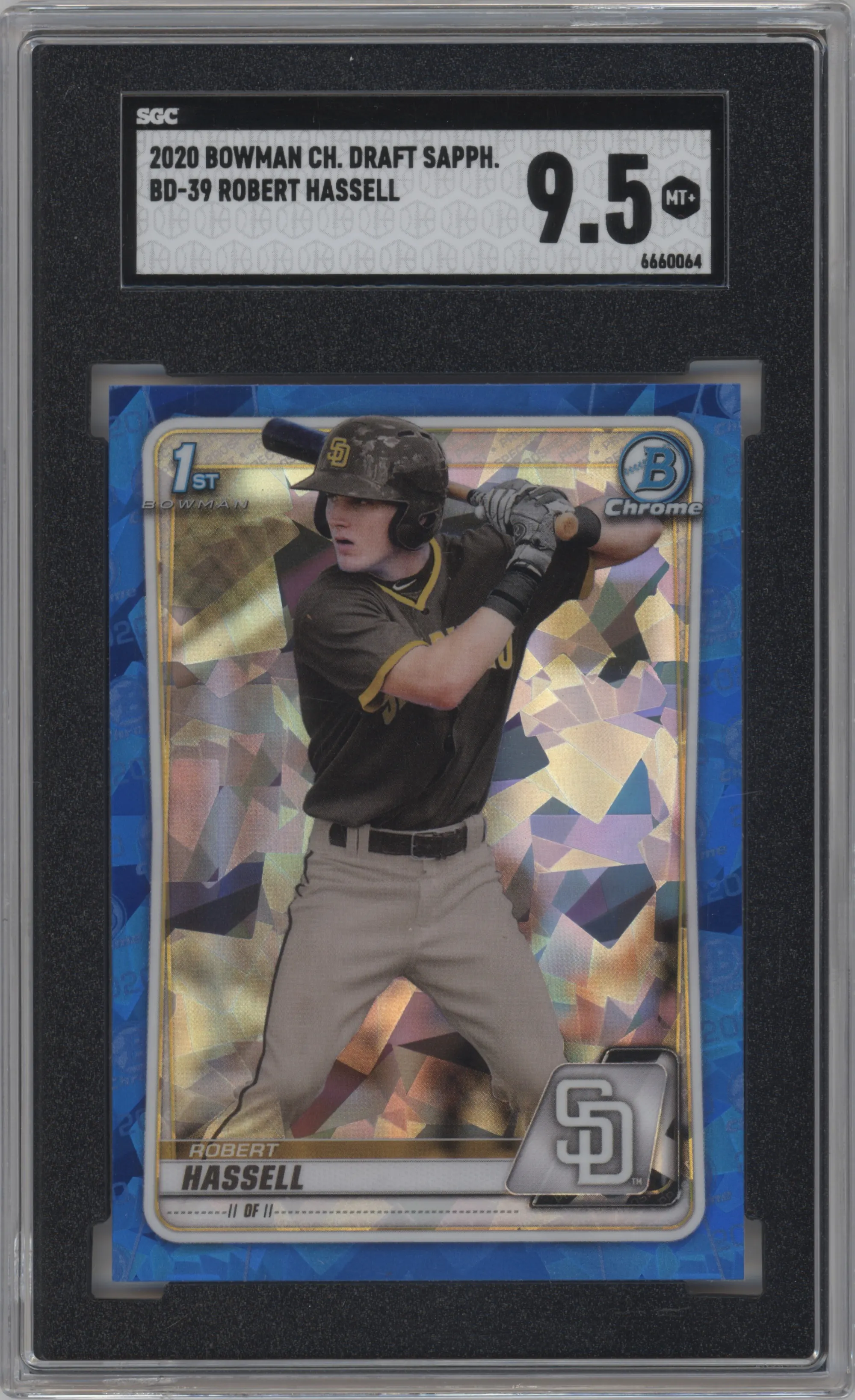 2020 Bowman Draft Sapphire Chrome Robert Hassell SGC 9.5