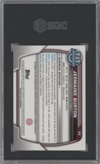 Jermaine Burton from the 2022 Bowman University Chrome set graded by SGC and given an overall grade of 10.