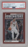 Nikola Jokic from the 2022-23 Panini Donruss Optic  set featuring a Red parallel graded by PSA and given an overall grade of 10.