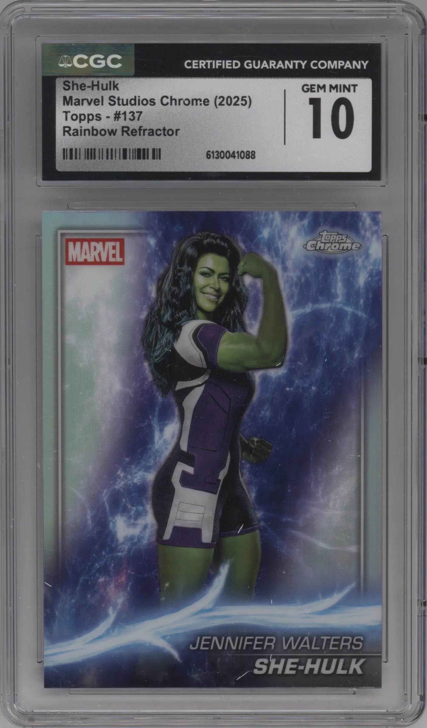2025 Topps Chrome Marvel Studios She-Hulk Rainbow Refractor CGC 10