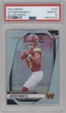Jayden Daniels from the 2024 Panini Prizm set featuring a Silver Prizm parallel graded by PSA and given an overall grade of 10.