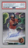 Samuel Basallo from the 2023 Bowman's Best set graded by PSA and given an overall grade of 10.