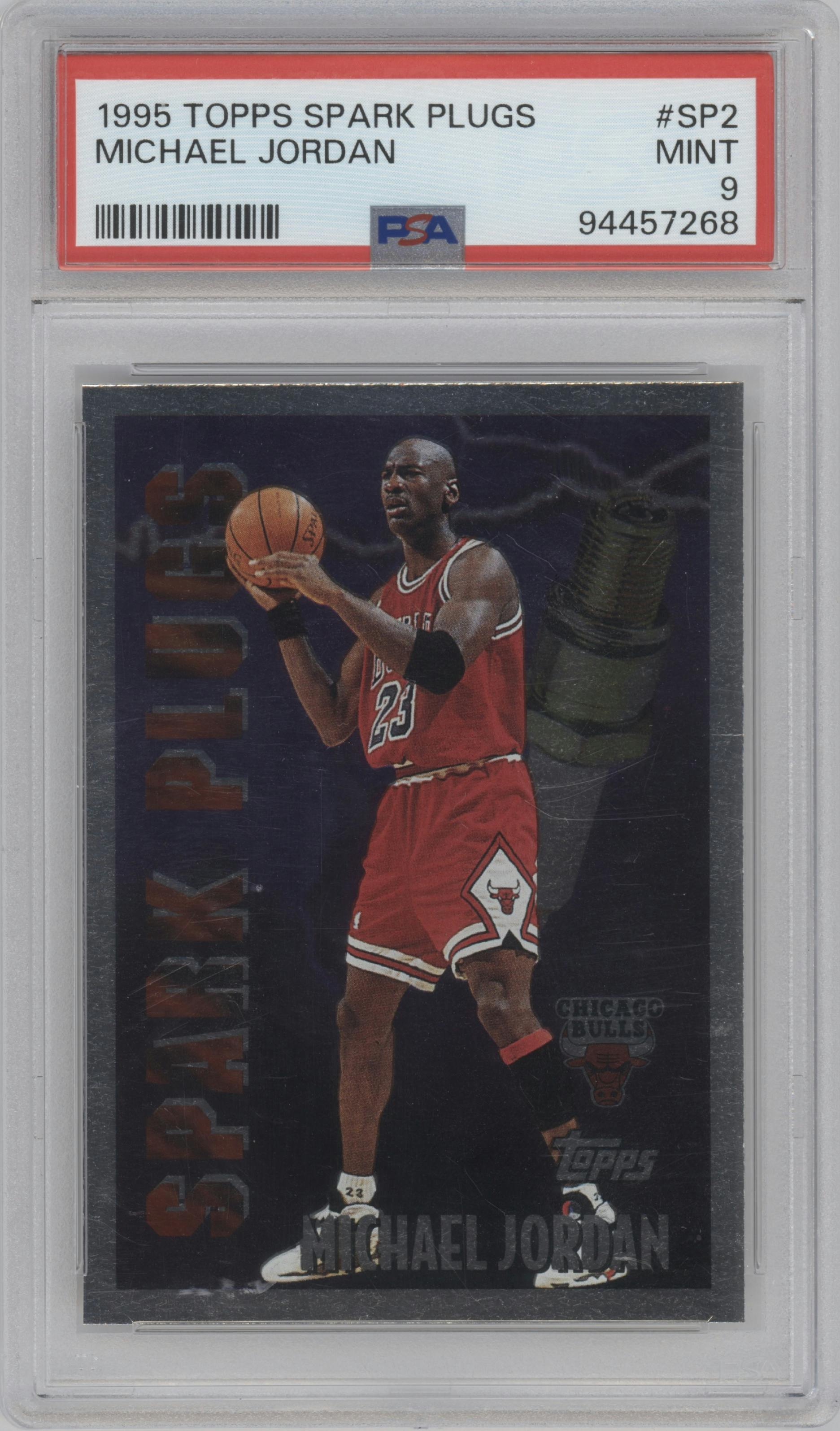 Michael Jordan from the 1995-96 Topps set graded by PSA and given an overall grade of 9.