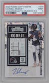 Darnell Mooney from the 2020 Panini Contenders set featuring a Cracked Ice parallel graded by PSA and given an overall grade of 9.