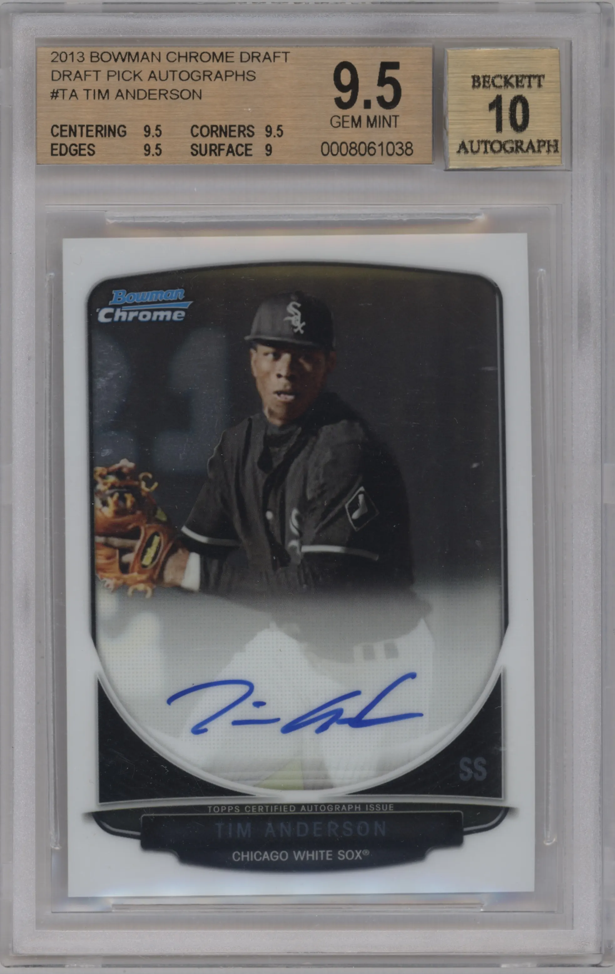 2013 Bowman Draft Picks & Prospects Chr.DP Auto Tim Anderson #BCA-TA BGS 9.5