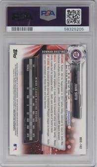 Juan Soto from the 2017 Bowman Draft set graded by PSA and given an overall grade of 10.