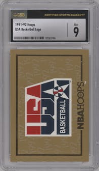 Team USA Header from the 1991-92 NBA Hoops set graded by CSG and given an overall grade of 9.