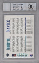 Mickey Mantle/Ken Griffey Jr. from the 1994 Upper Deck set graded by Beckett and given an overall grade of 8.5.