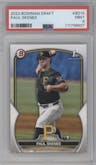 Paul Skenes from the 2023 Bowman Draft set graded by PSA and given an overall grade of 9.