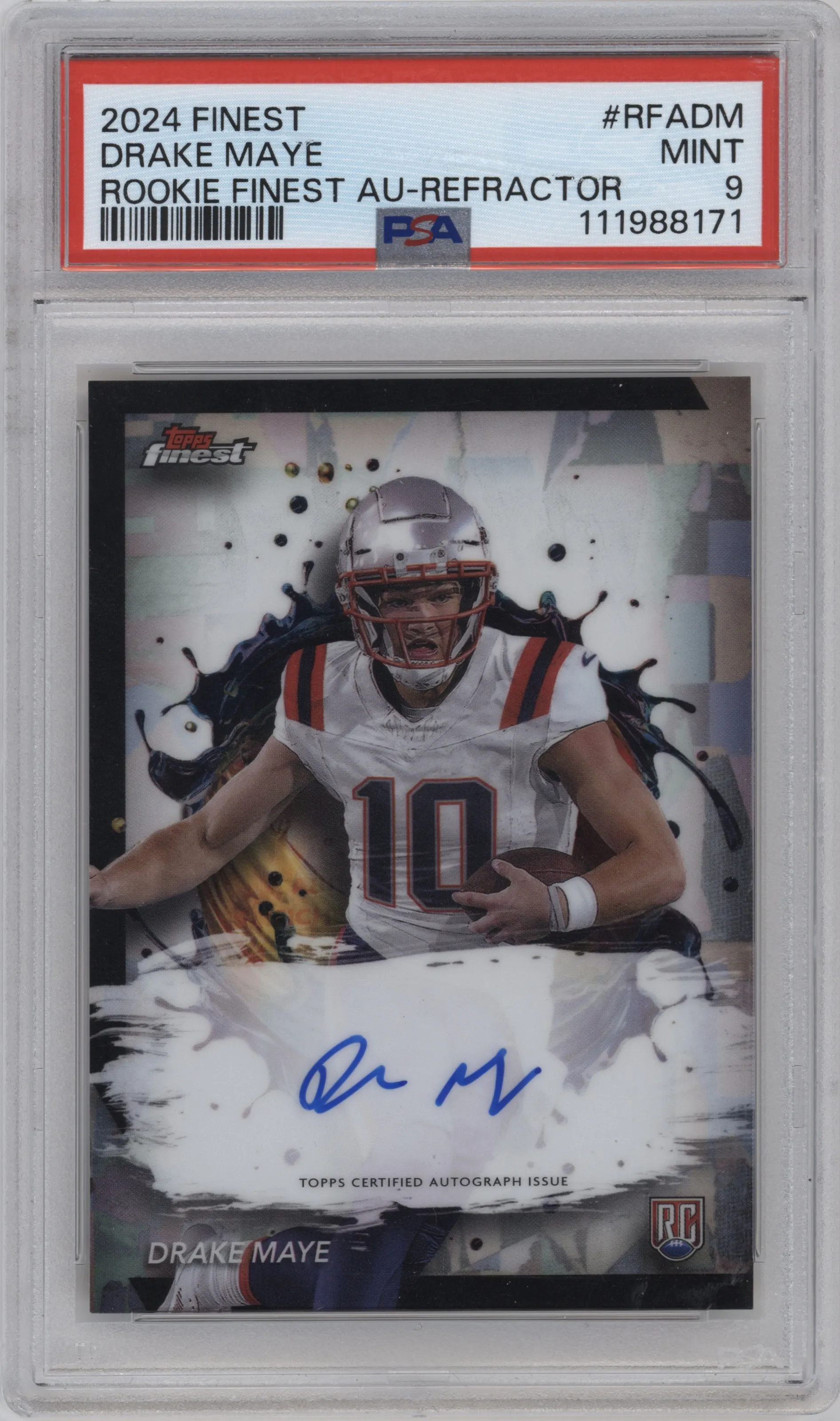 2024 Finest Rke.Auto Drake Maye Refractor PSA 9