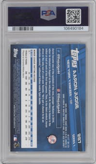 Aaron Judge from the 2017 Topps Series 1 set graded by PSA and given an overall grade of 9.