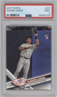 Aaron Judge from the 2017 Topps Series 1 set graded by PSA and given an overall grade of 9.