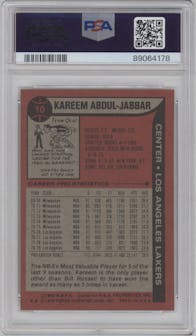 Kareem Abdul-Jabbar from the 1979-80 Topps set graded by PSA and given an overall grade of 6.