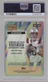 Drake Maye from the 2024 Topps Chrome set featuring a Green Refractor parallel graded by PSA and given an overall grade of 10.
