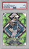 Trevor Lawrence from the 2021 Panini Prizm set featuring a Green Ice parallel graded by PSA and given an overall grade of 9.
