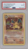 Charizard from the 1999 Pokemon set graded by PSA and given an overall grade of 4.