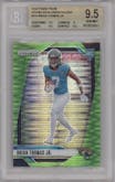 Brian Thomas Jr. from the 2024 Panini Prizm set featuring a Neon Green Pulsar  parallel graded by Beckett and given an overall grade of 9.5.