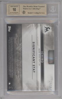 Ichiro from the 2015 Topps Triple Threads set graded by Beckett and given an overall grade of 9.5.