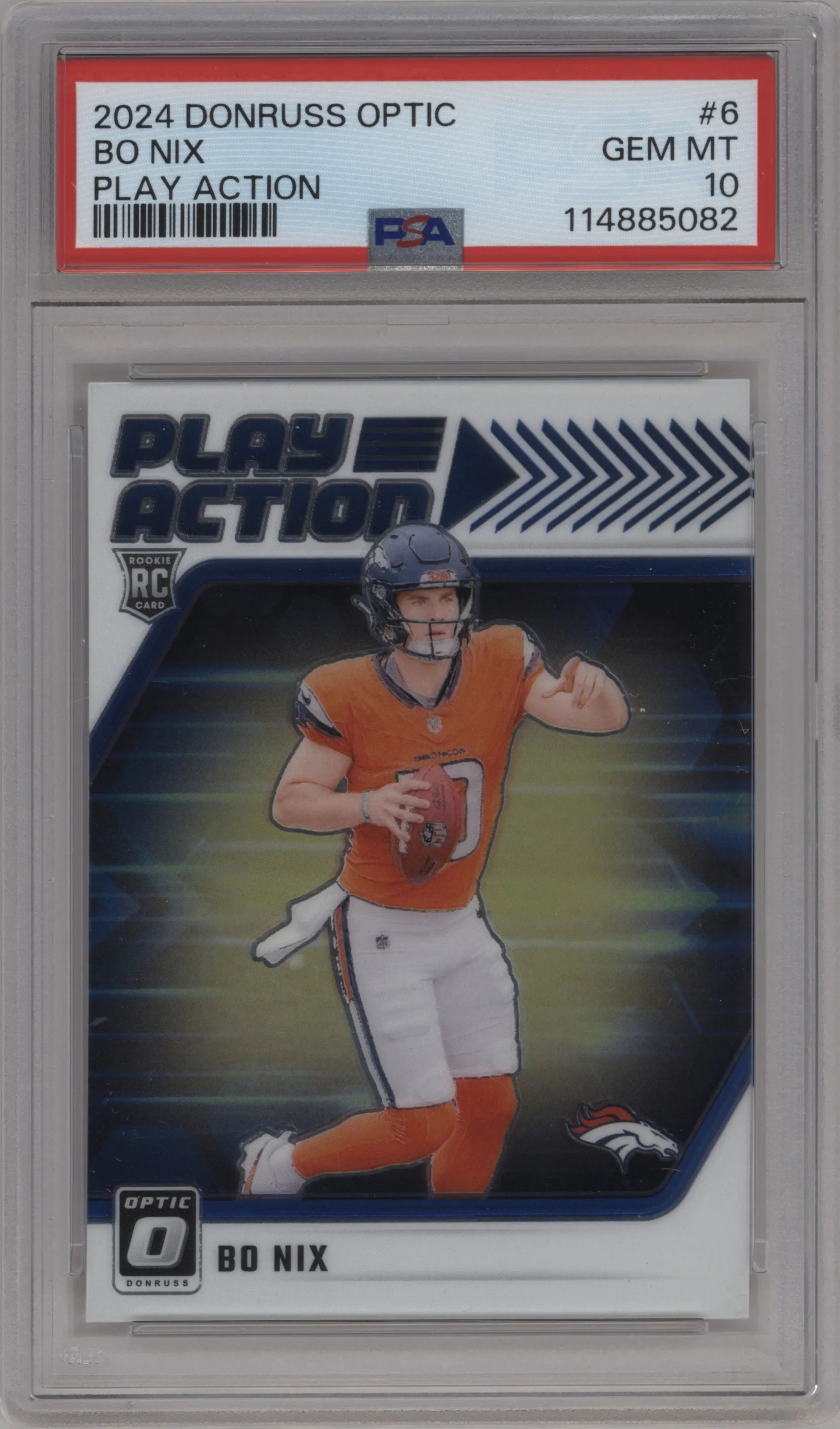 2024 Donruss Optic Play Action Bo Nix #6 PSA 10