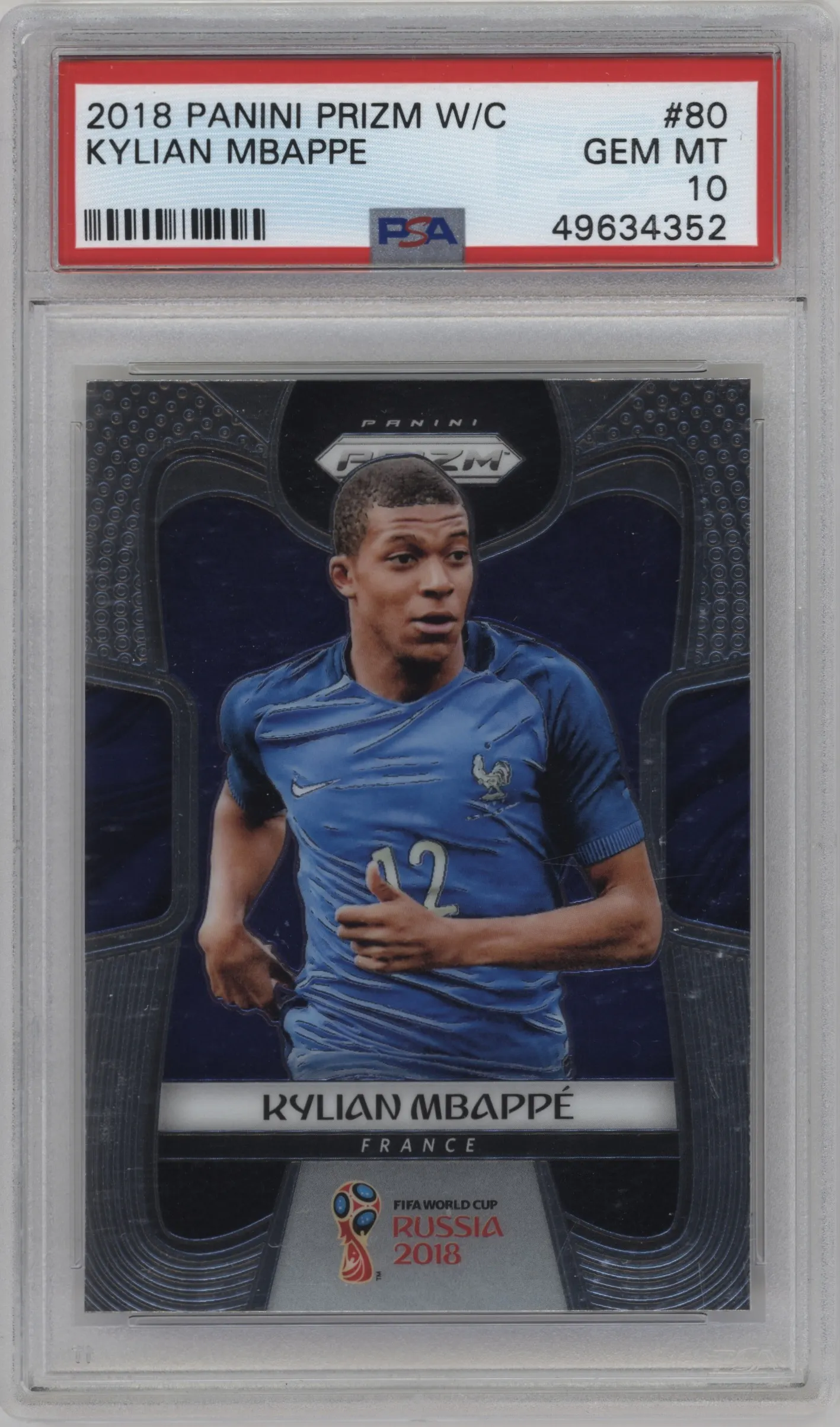 2018 Panini Prizm World Cup Kylian Mbappe PSA 10