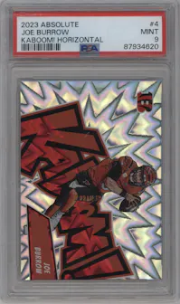 Joe Burrow from the 2023 Panini Absolute set graded by PSA and given an overall grade of 9.