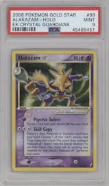 Alakazam Gold Star from the 2006 Pokemon EX set graded by PSA and given an overall grade of 9.