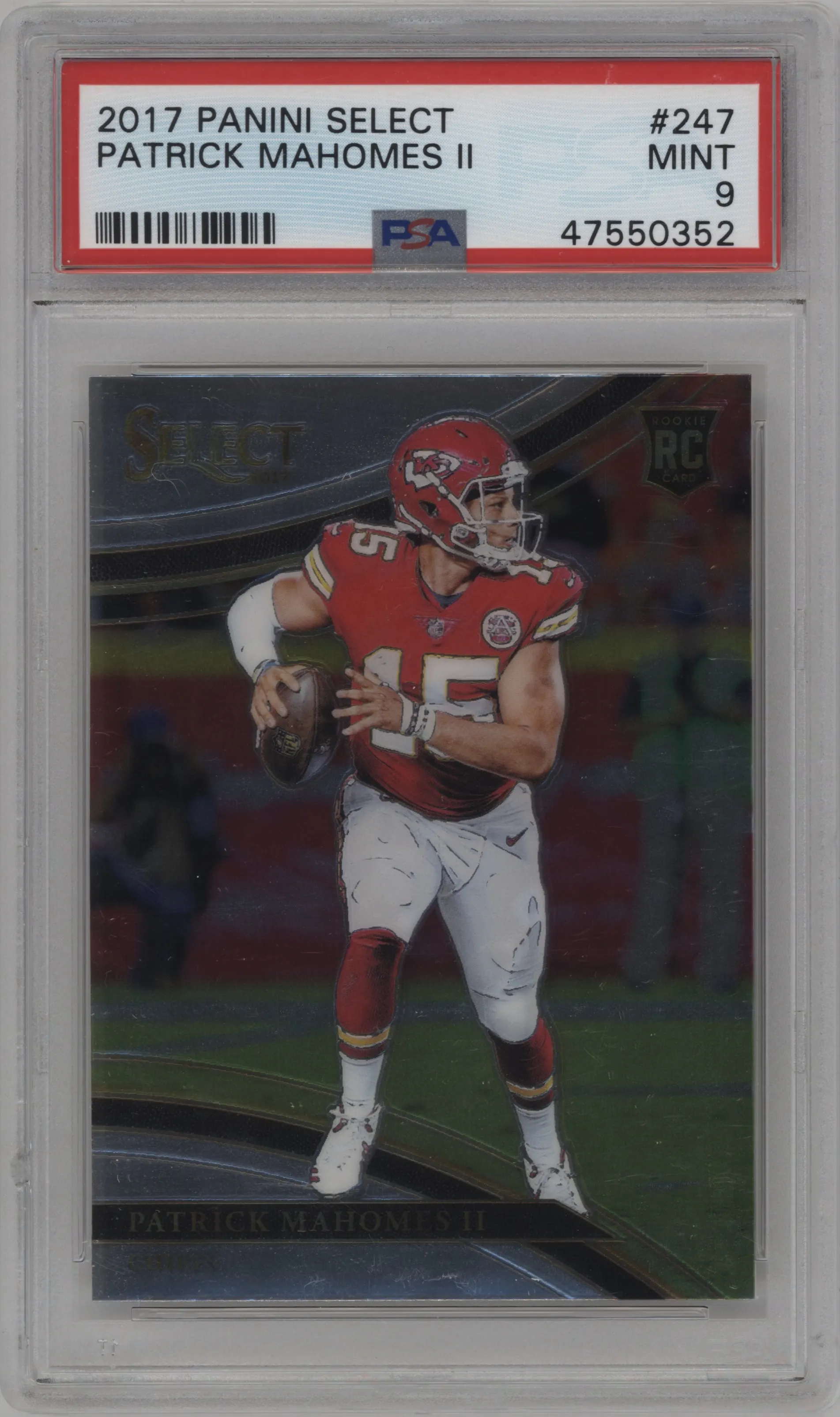 2017 Panini Select Field Lvl. Patrick Mahomes II PSA 9