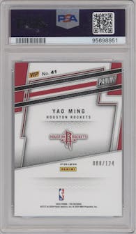 Yao Ming from the 2024 Panini The National VIP set featuring a Blue Sparkle parallel graded by PSA and given an overall grade of 9.
