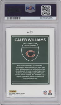 Caleb Williams from the 2024 Donruss set graded by PSA and given an overall grade of 9.