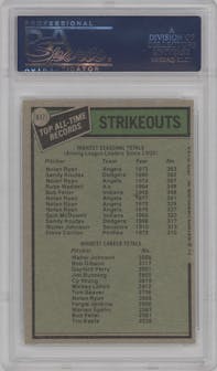 Nolan Ryan/Walter Johnson from the 1979 Topps set graded by PSA and given an overall grade of 9.