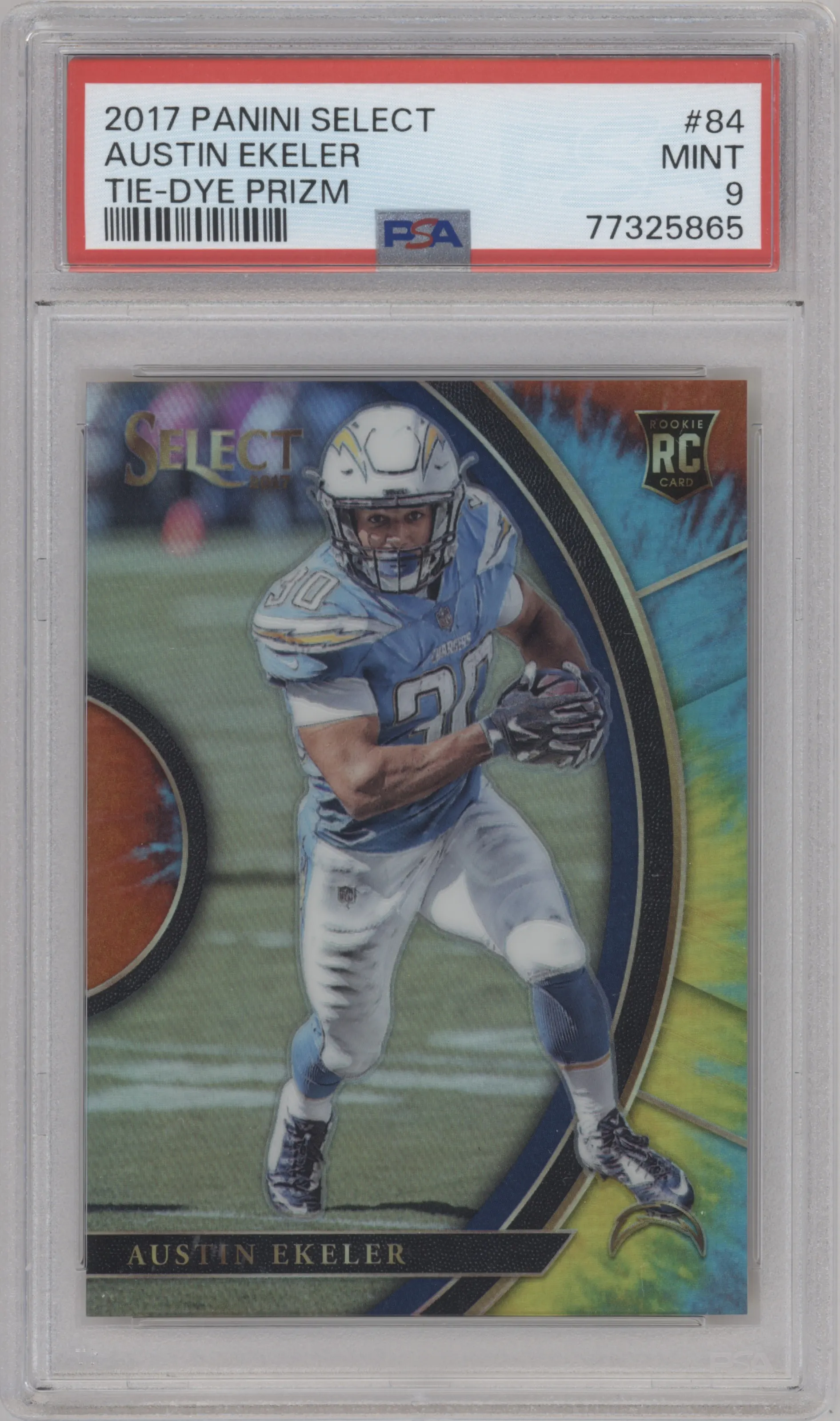 2017 Panini Select Austin Ekeler Tie-Dye #84 PSA 9