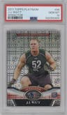 J.J. Watt from the 2011 Topps Platinum Football set featuring a X-Fractor parallel graded by PSA and given an overall grade of 10.