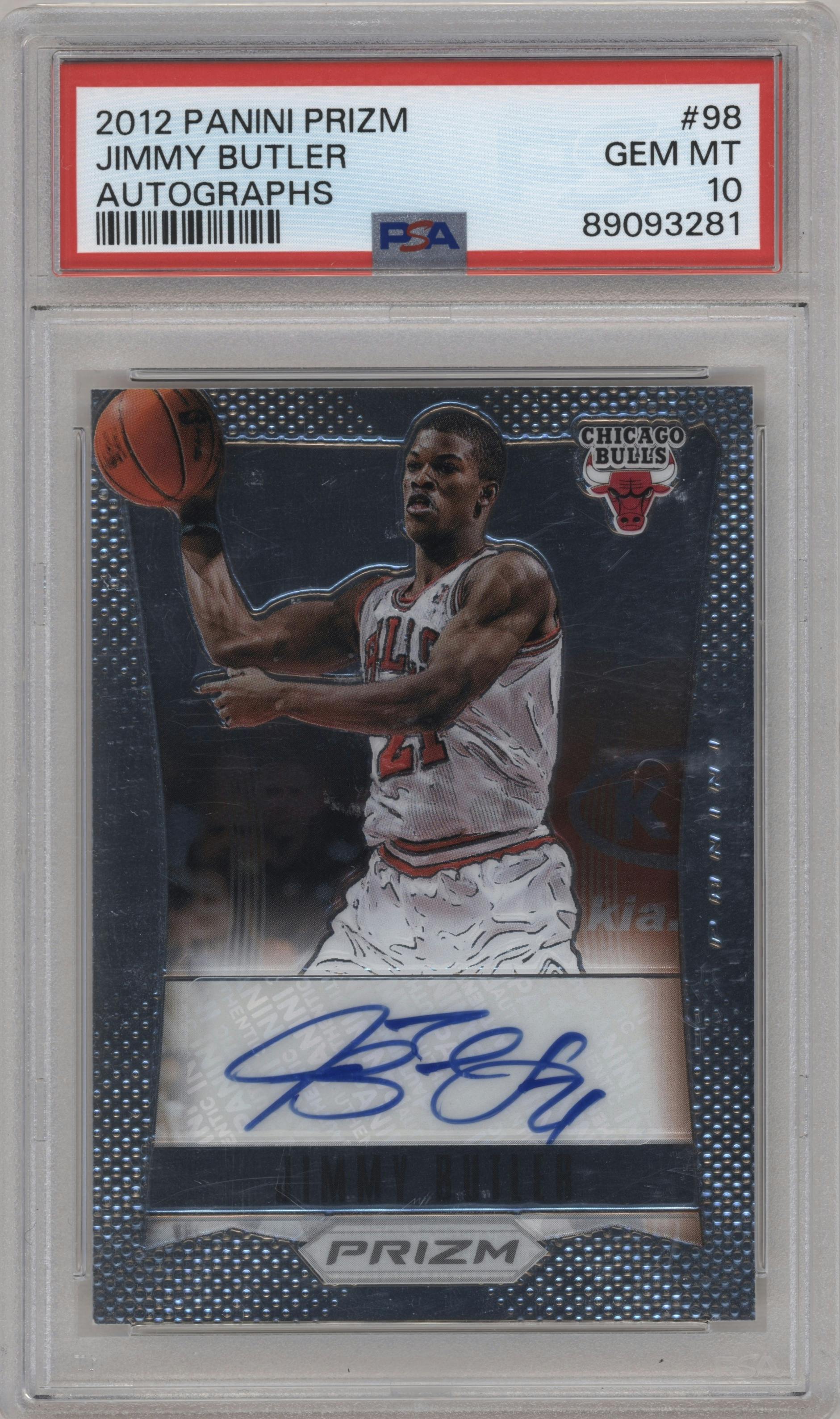 Jimmy Butler from the 2012-13 Panini Prizm set graded by PSA and given an overall grade of 10.