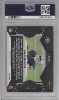 Brock Bowers from the 2024 Panini Mosaic set featuring a Orange parallel graded by PSA and given an overall grade of 9.