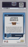 Jayden Daniels from the 2024 Donruss set featuring a Red Pandora parallel graded by PSA and given an overall grade of 9.