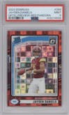Jayden Daniels from the 2024 Donruss set featuring a Red Pandora parallel graded by PSA and given an overall grade of 9.
