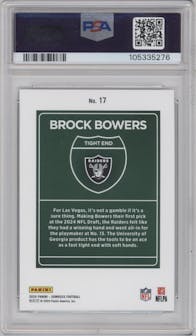 Brock Bowers from the 2024 Donruss set graded by PSA and given an overall grade of 10.