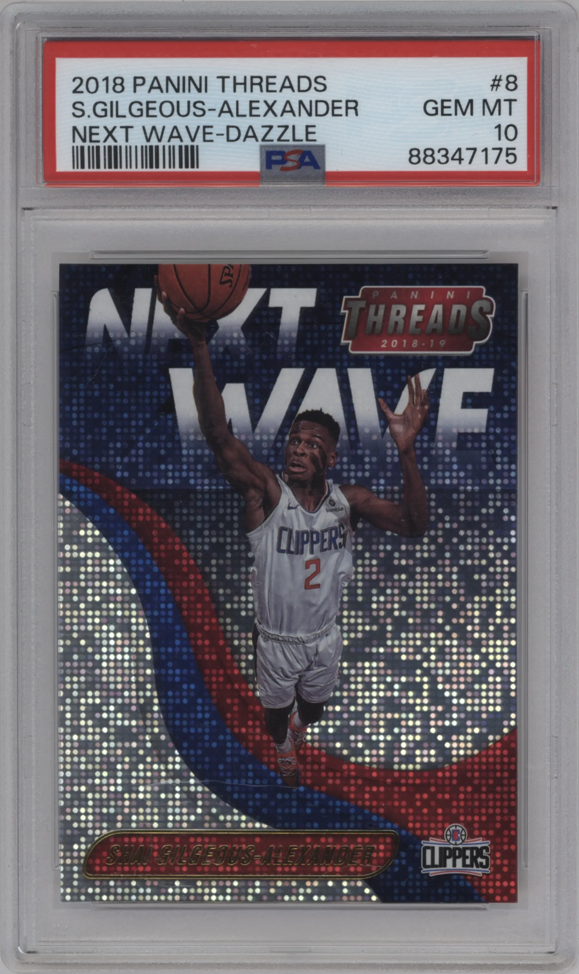 2018 Panini Threads Next Wave Shai Gilgeous-Alexander Dazzle #8 PSA 10