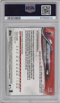 Shohei Ohtani from the 2018 Topps Chrome set graded by PSA and given an overall grade of 10.