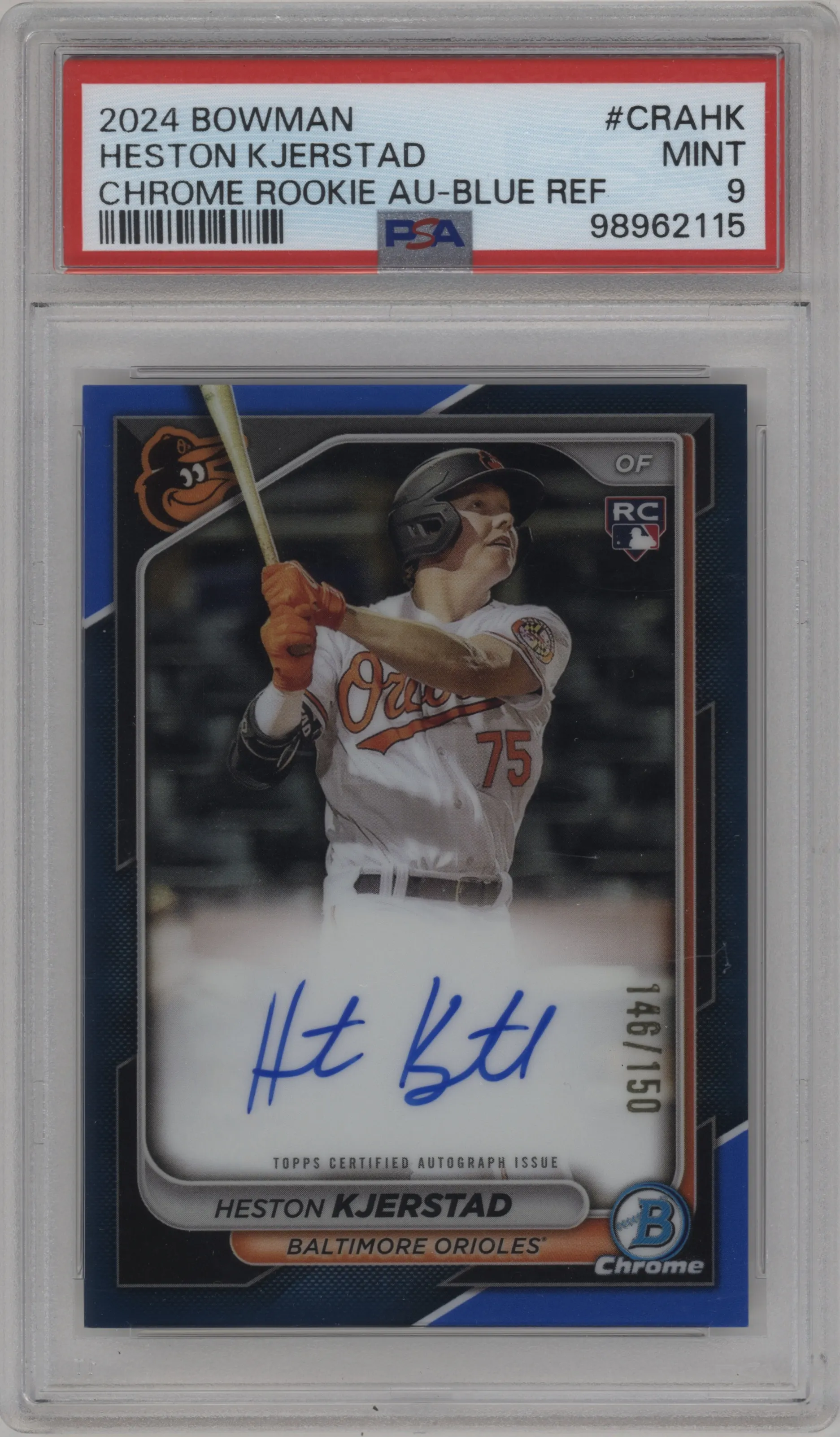 2024 Bowman Chr.Rke.Auto Heston Kjerstad Blue Refractor PSA 9
