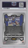 Puka Nacua from the 2023 Panini Prizm set featuring a Green Wave  parallel graded by PSA and given an overall grade of 10.