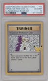 Imposter Professor Oak from the 2021 Pokemon SWSH set featuring a Base Set parallel graded by PSA and given an overall grade of 10.