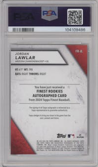 Jordan Lawlar from the 2024 Topps Finest set featuring a Green Refractor parallel graded by PSA and given an overall grade of 9.