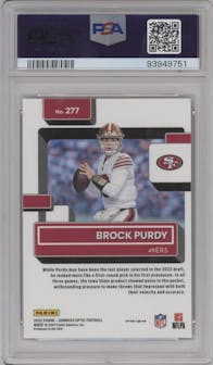 Brock Purdy from the 2022 Panini Donruss Optic set featuring a Pink parallel graded by PSA and given an overall grade of 9.